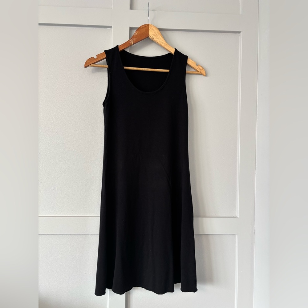 High Stretch Basic Black Sleeveless A Line Midi Dress - Picture 2 of 7